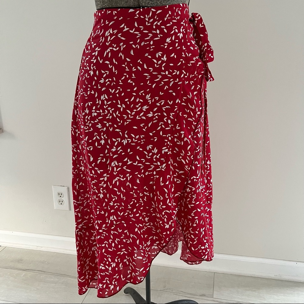 Mid Length Floral Wrap Skirt